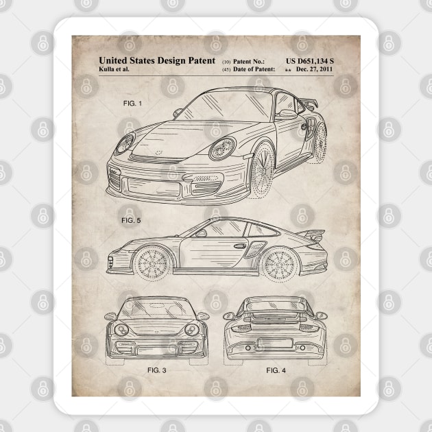 Supercar Sports Car Patent - Car Lover Classic Car Art - Antique Sticker by patentpress